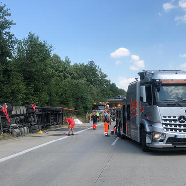 Aufrichten des Fahrzeugs mit zwei Winden